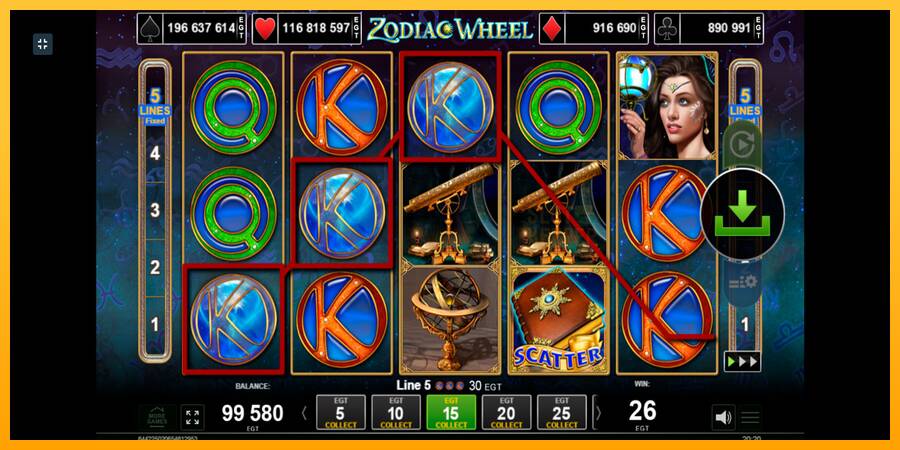 Zodiac Wheel machine à sous pour de largent, image 5