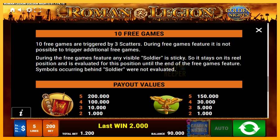 Roman Legion Golden Nights machine à sous pour de largent, image 7