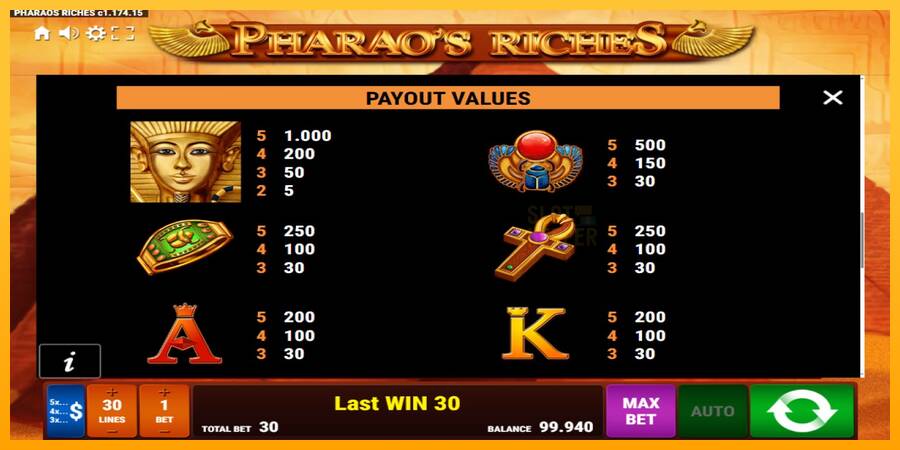 Pharaos Riches machine à sous pour de largent, image 7