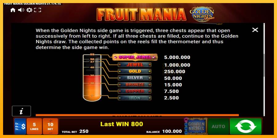 Fruit Mania Golden Nights machine à sous pour de largent, image 6