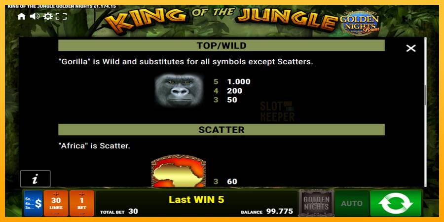 King of the Jungle Golden Nights machine à sous pour de largent, image 5