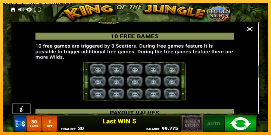 King of the Jungle Golden Nights machine à sous pour de largent, image 6