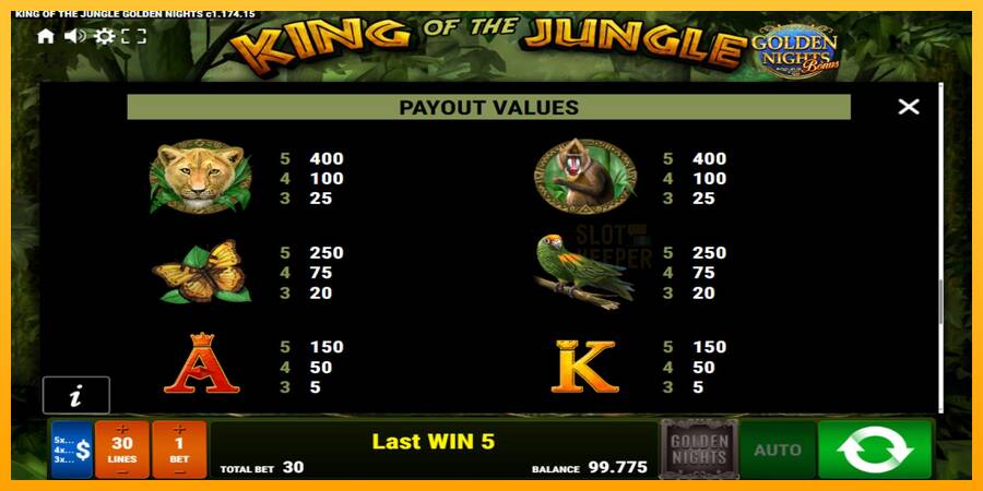 King of the Jungle Golden Nights machine à sous pour de largent, image 7