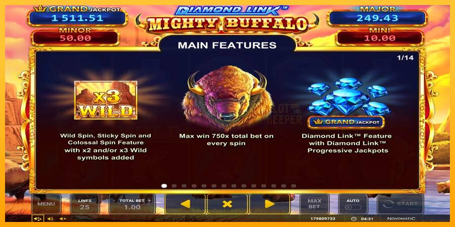 Diamond Link Mighty Buffalo machine à sous pour de largent, image 3