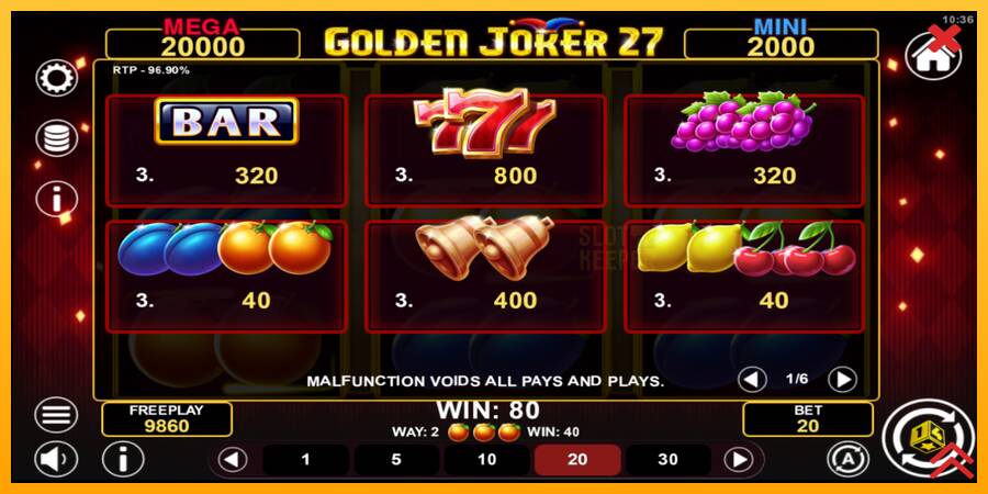 Golden Joker 27 Hold & Win machine à sous pour de largent, image 5