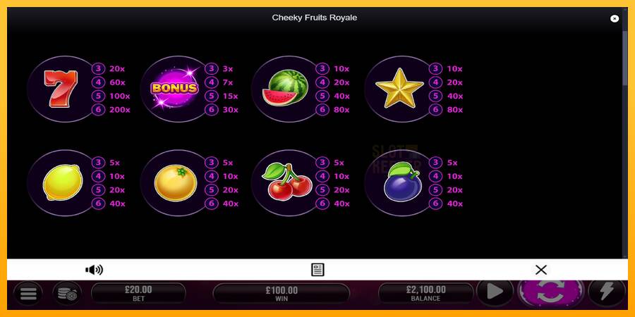 Cheeky Fruits 6 Royale machine à sous pour de largent, image 5