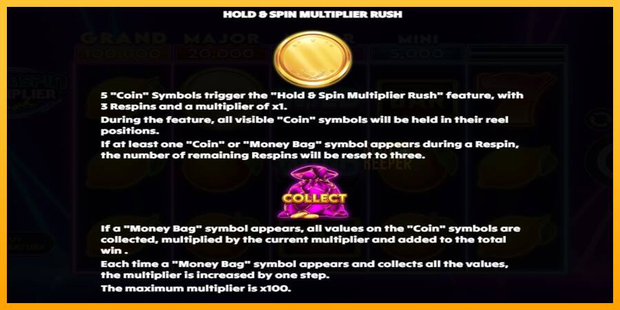 Hold & Spin Multiplier Rush machine à sous pour de largent, image 5