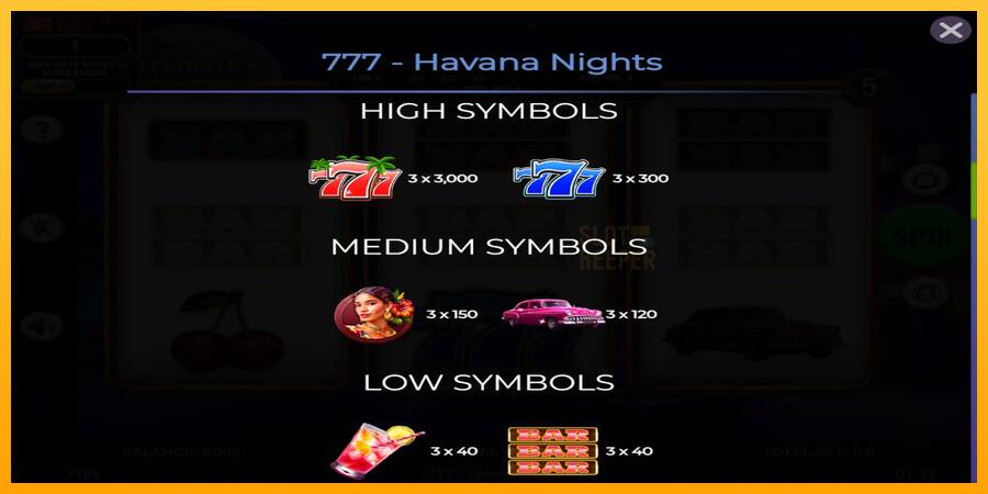 777 - Havana Nights machine à sous pour de largent, image 5