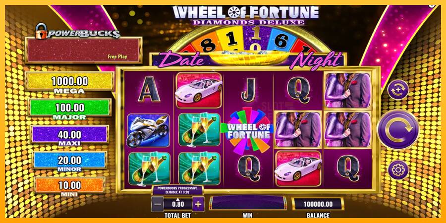 PowerBucks Wheel of Fortune Diamonds Deluxe Date Night machine à sous pour de largent, image 2