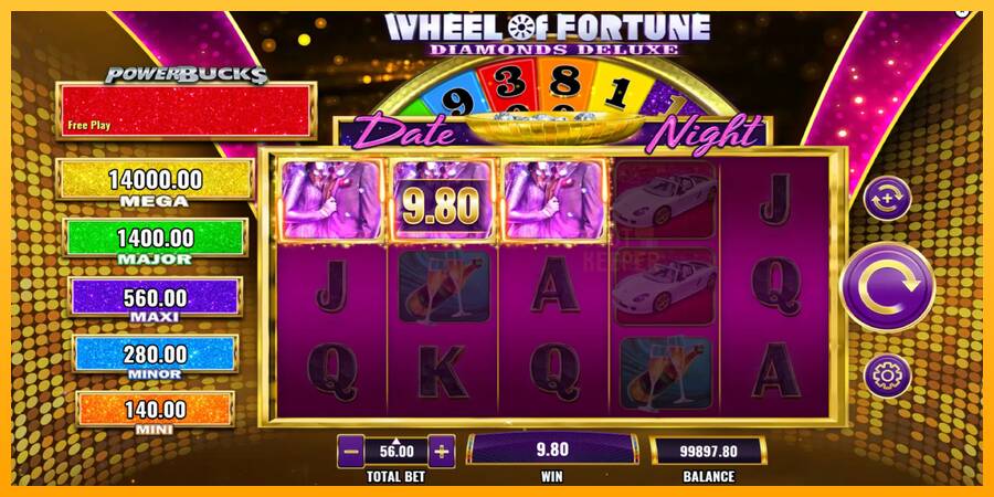 PowerBucks Wheel of Fortune Diamonds Deluxe Date Night machine à sous pour de largent, image 3