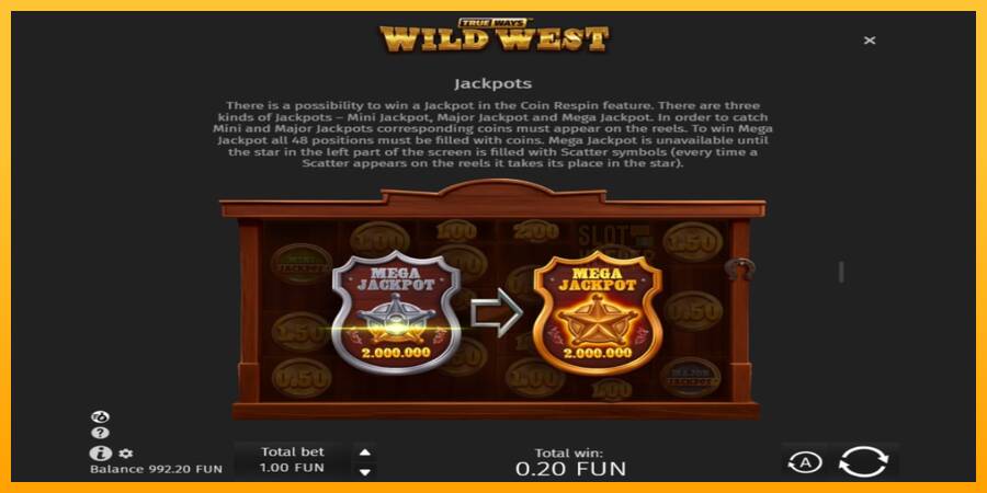 Wild West Trueways machine à sous pour de largent, image 6