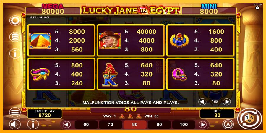 Lucky Jane in Egypt Hold & Win machine à sous pour de largent, image 5