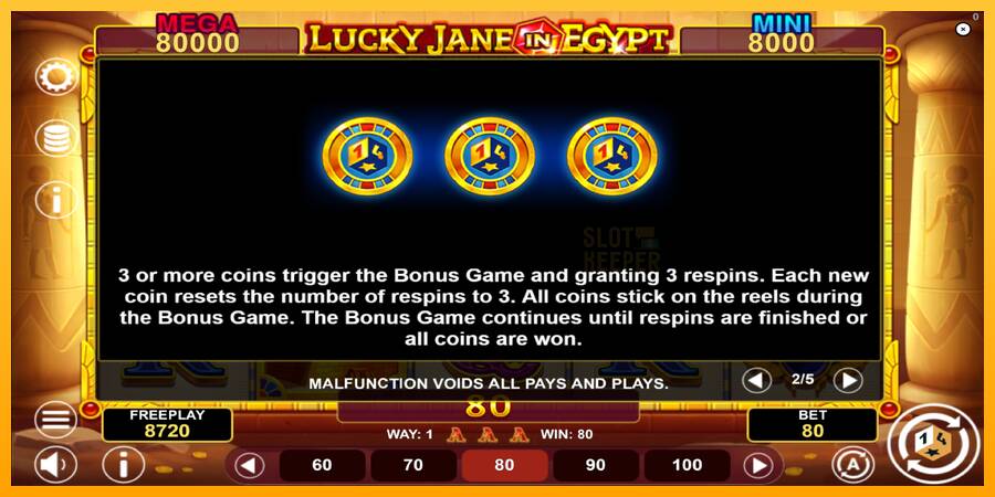 Lucky Jane in Egypt Hold & Win machine à sous pour de largent, image 6