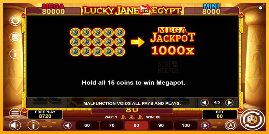 Lucky Jane in Egypt Hold & Win machine à sous pour de largent, image 7