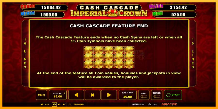 Cash Cascade Imperial Crown machine à sous pour de largent, image 7