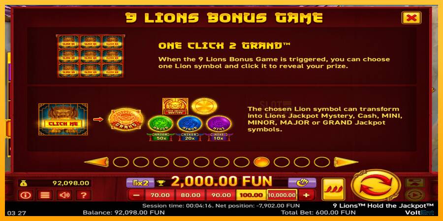 9 Lions: Hold The Jackpot machine à sous pour de largent, image 3