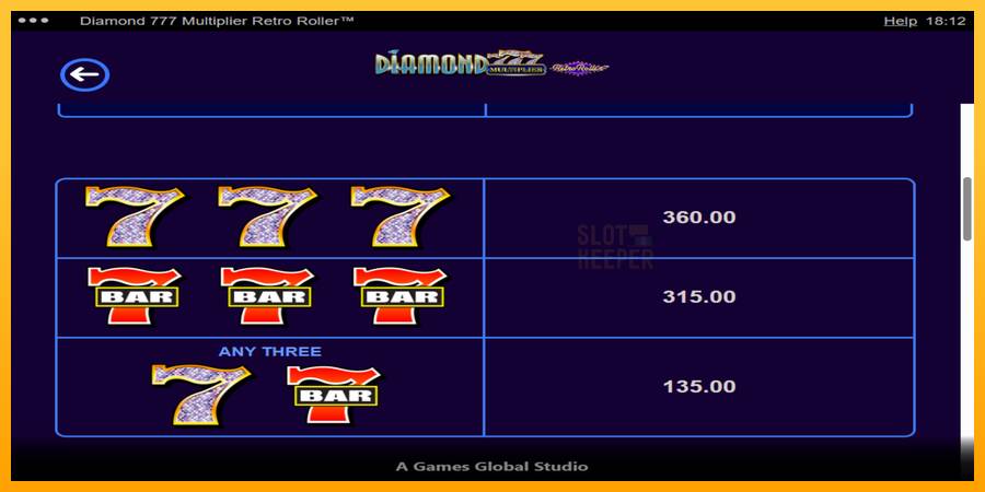 Diamond 777 Multiplier Retro Roller machine à sous pour de largent, image 6