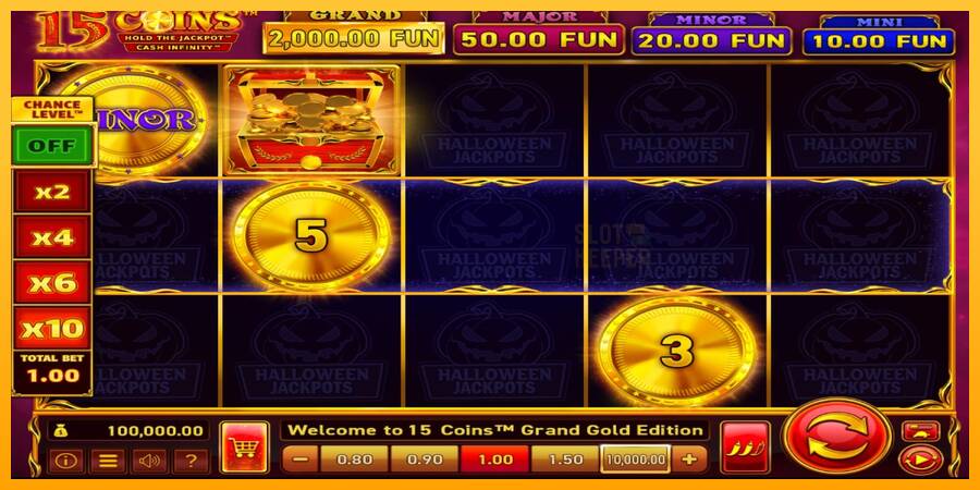 15 Coins Grand Gold Edition Halloween Jackpot machine à sous pour de largent, image 1