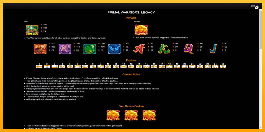 Primal Warriors: Legacy machine à sous pour de largent, image 7