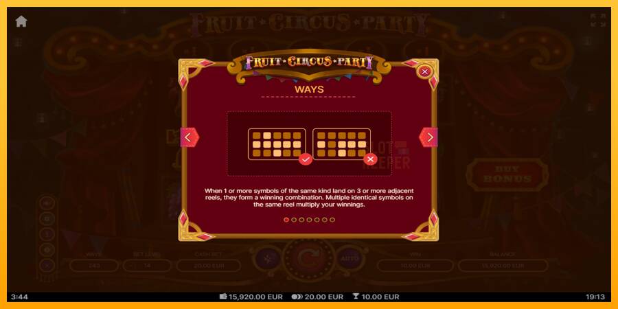 Fruit Circus Party machine à sous pour de largent, image 5