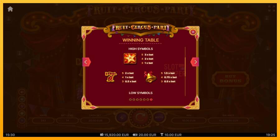 Fruit Circus Party machine à sous pour de largent, image 7